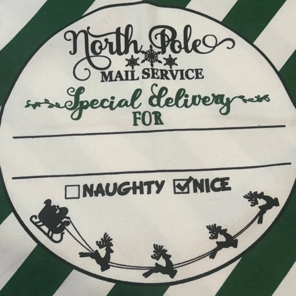 North Pole Mail Service Green and White Gift Bag.  I have 2 of these available.